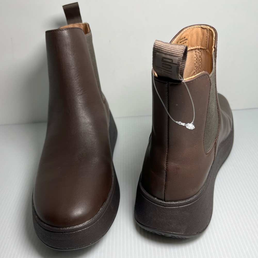FitFlop Genuine Smooth Leather Platform Chelsea Boots - color Chocolate Brown - Picture 2 of 11